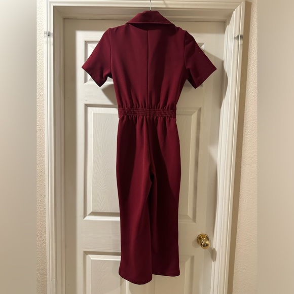 Women's Burgundy Jumpsuit - Picture 7 of 8